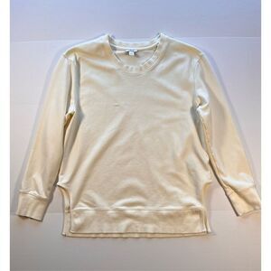 Daily Ritual French Terry Crewneck Sweatshirt Side SplitCutouts Ivory Size Large